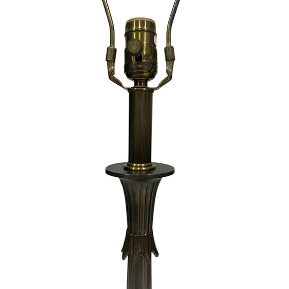 Vintage Wildwood Table Lamp Antique Brass Green Marble Fluted Art Deco Revival - Picture 12 of 15